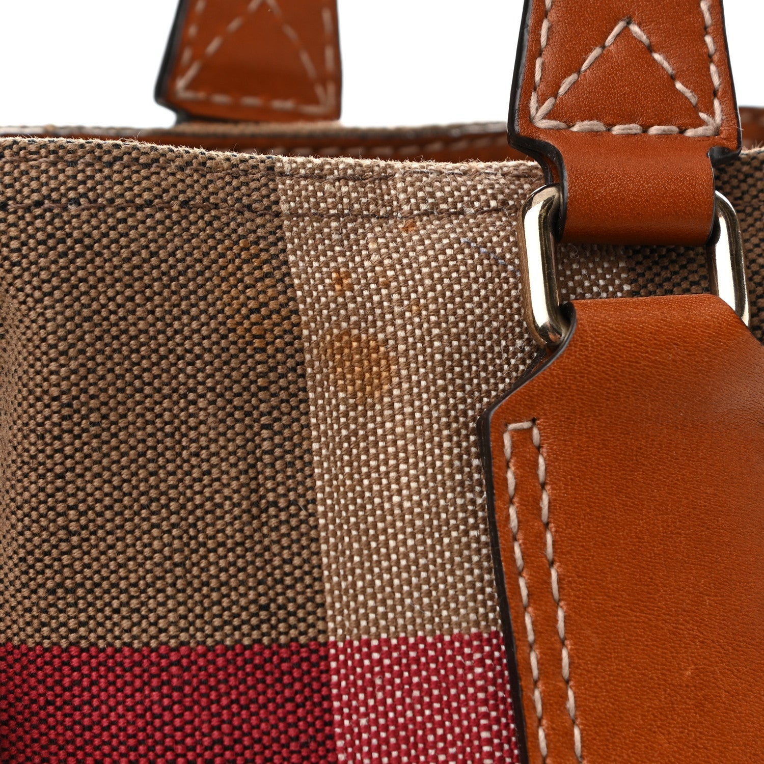 Burberry Canvas Mega Check Medium Tottenham Brit Tote Saddle Brown 12 of 12