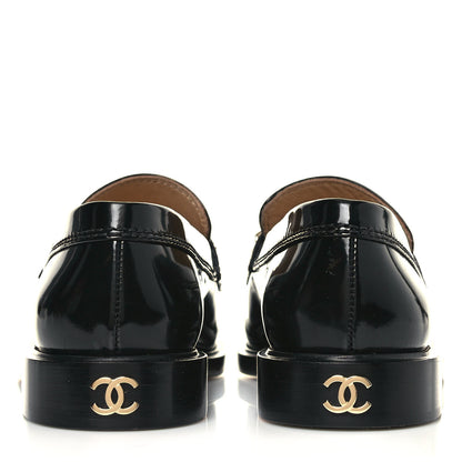 Chanel Shiny Calfskin Logo Loafers 40.5 Black 5 of 9