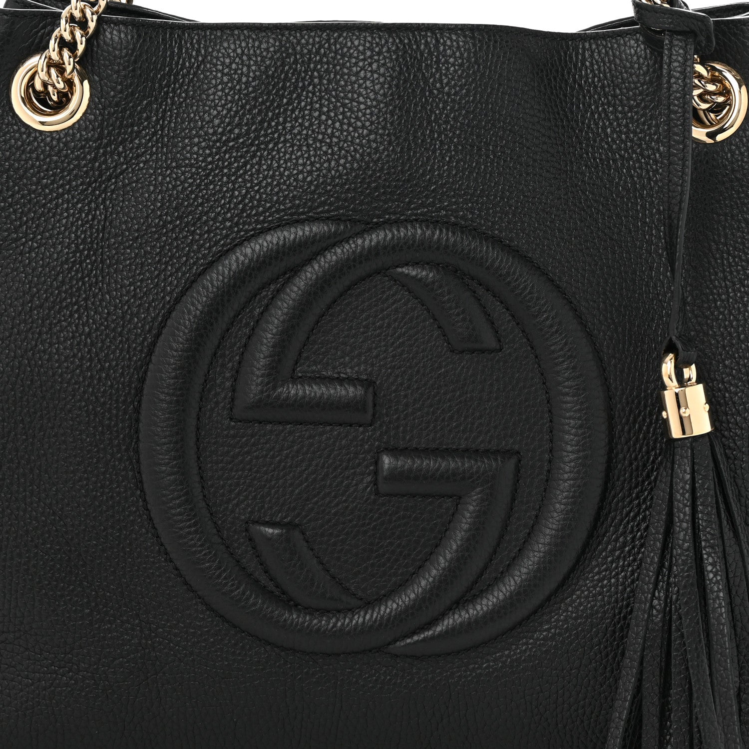 Gucci Pebbled Calfskin Medium Soho Chain Shoulder Bag Black 8 of 10
