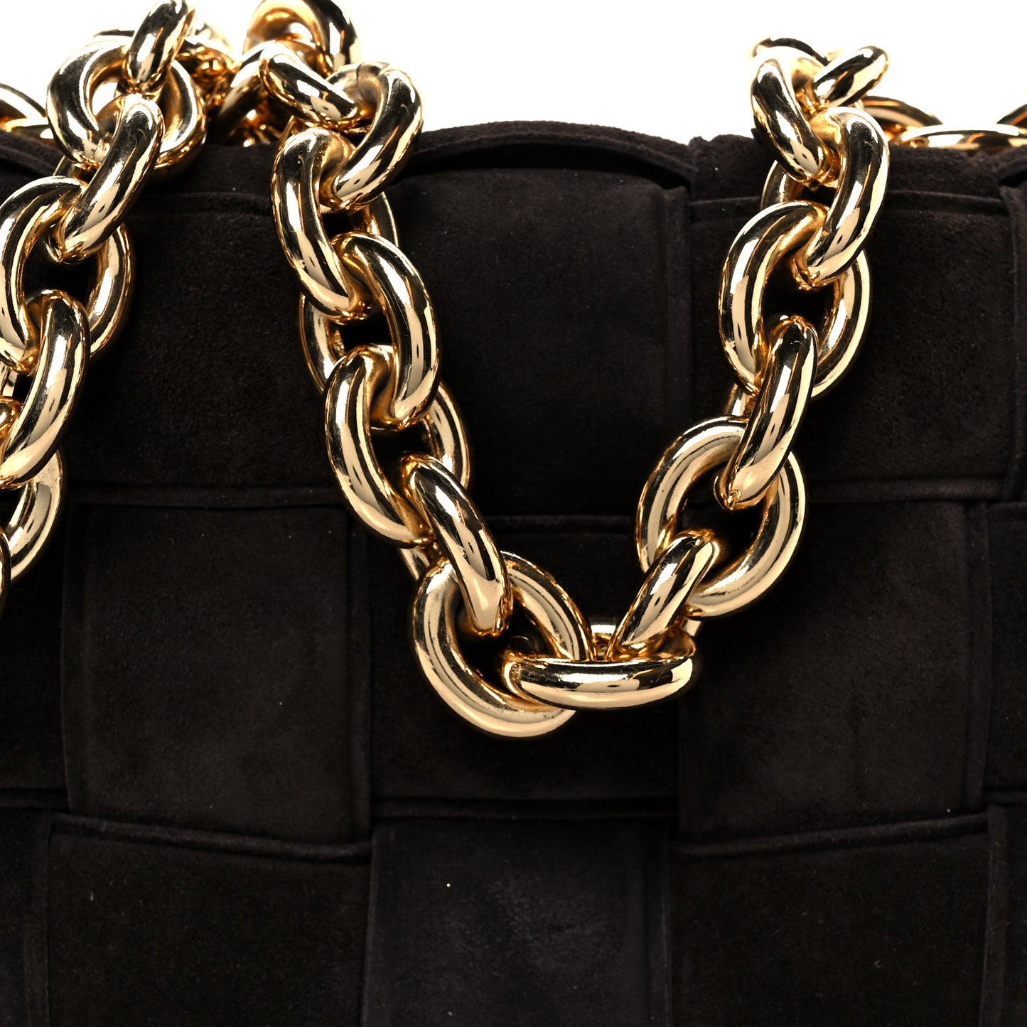Suede Maxi Intrecciato Padded Chain Cassette Crossbody Bag Fondant
