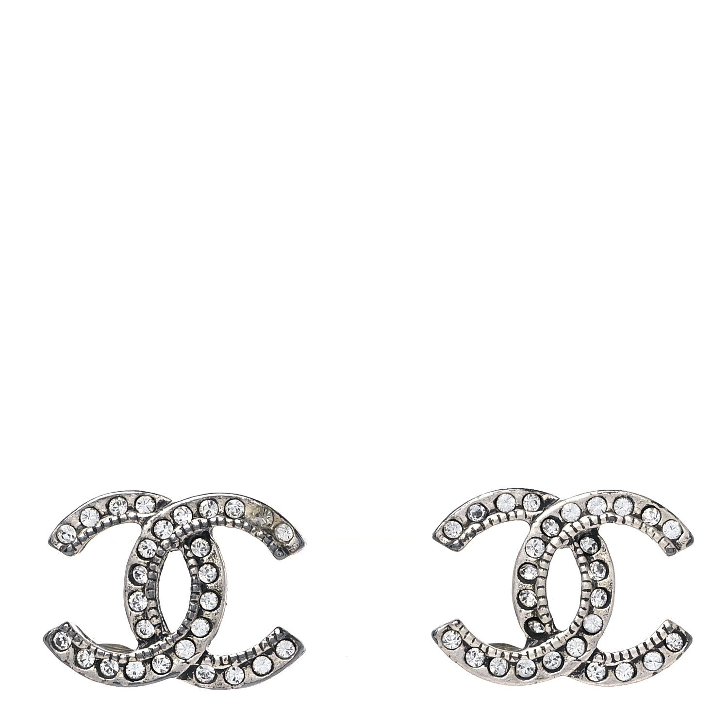 Chanel Crystal CC Earrings Silver 1 of 4