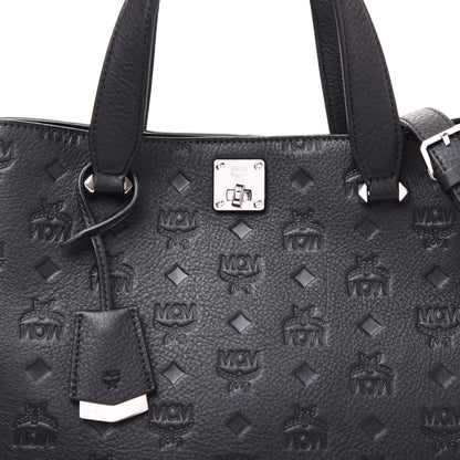 MCM Calfskin Ottomar Monogram Large Essential Tote Black 10 of 12