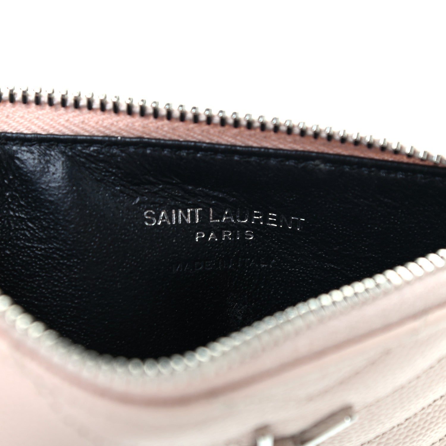 Saint Laurent Monogram Grain de Poudre 5 Fragments Zip Pouch Card Holder Nude Powder 6 of 7
