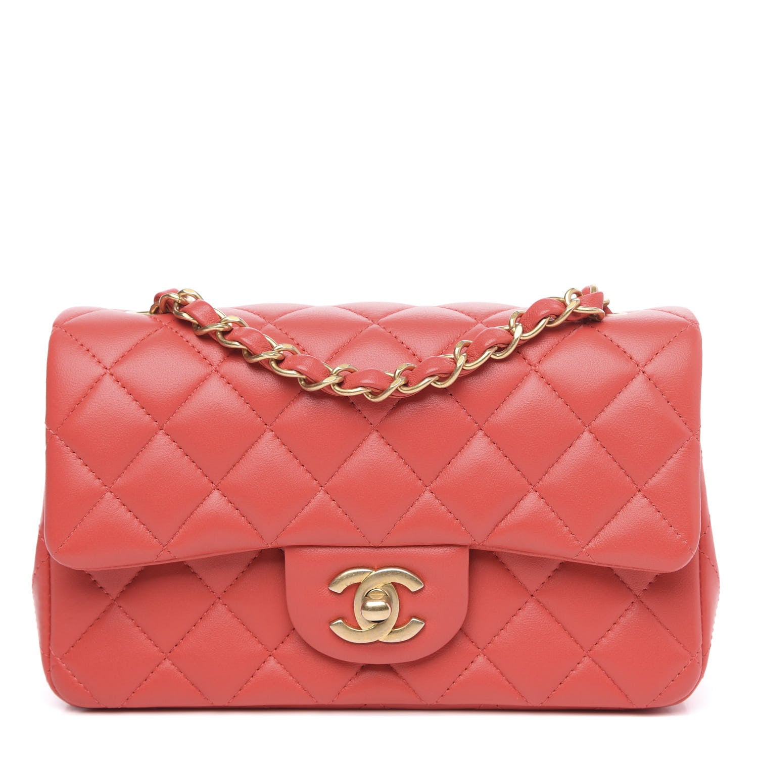 Chanel Lambskin Quilted Mini Rectangular Flap Red 1 of 11