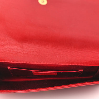 Saint Laurent Textured Calfskin Classic Y Ligne Clutch Red 5 of 10