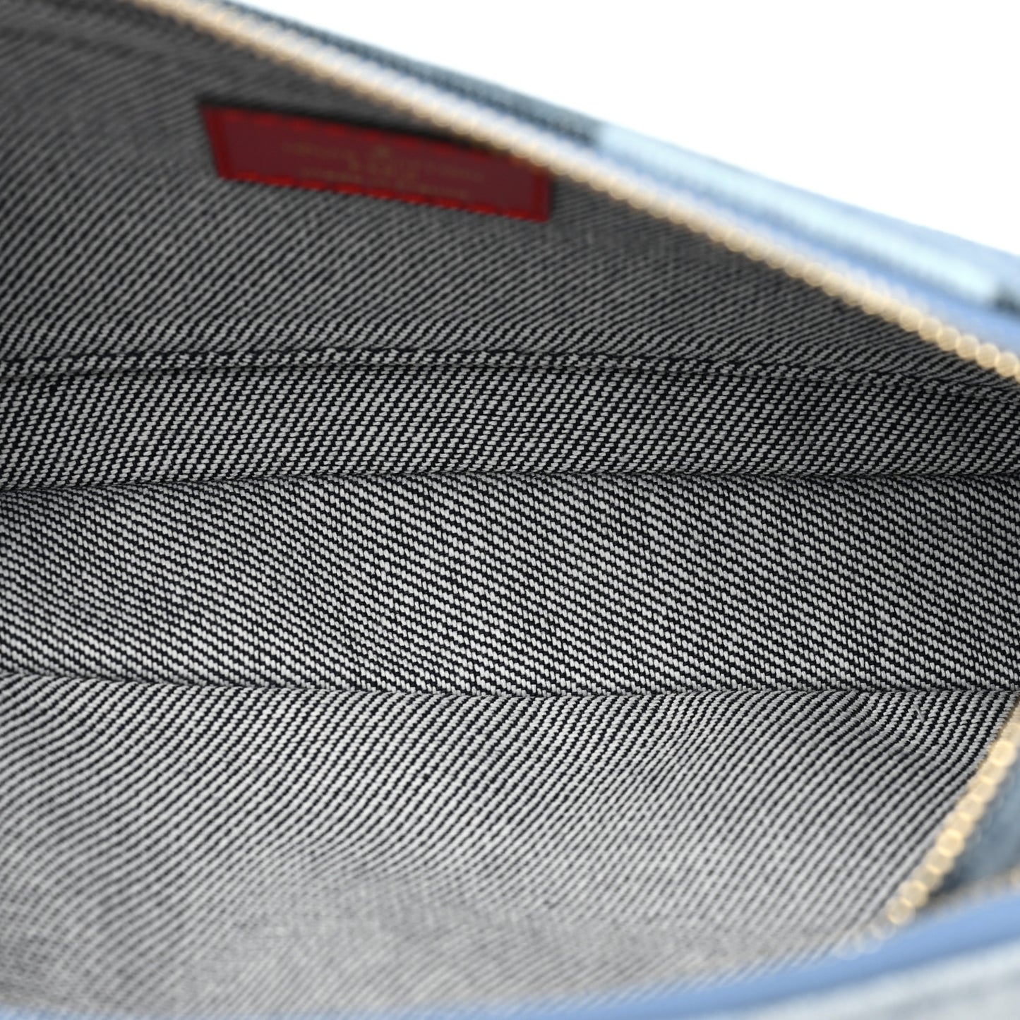 Denim Damier Monogram Patchwork Multi Pochette Accessories Blue Rouge