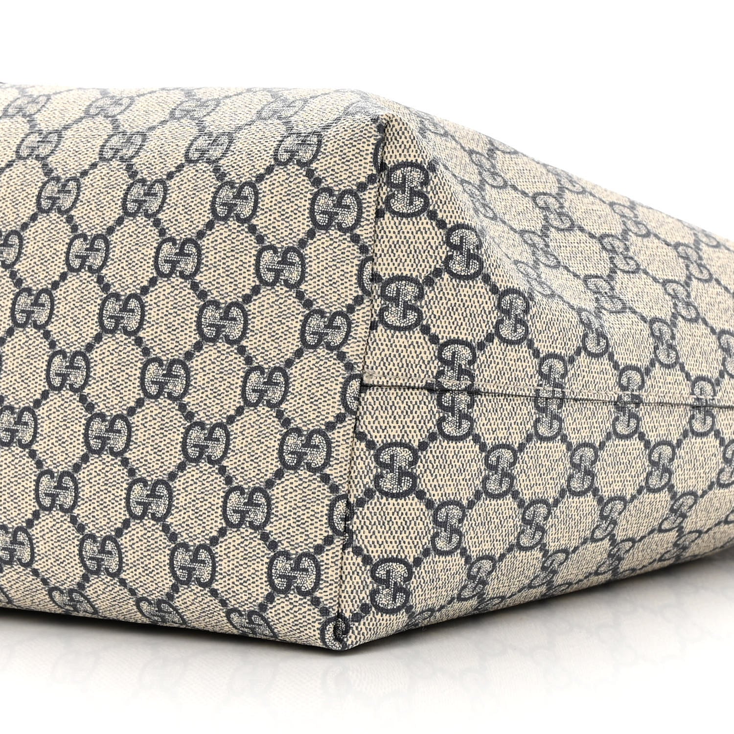 Gucci GG Supreme Monogram Textured Calfskin Web Medium Ophidia Shopping Tote Beige Blue 10 of 13