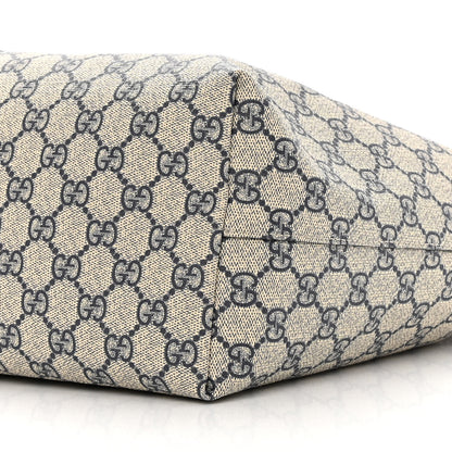 Gucci GG Supreme Monogram Textured Calfskin Web Medium Ophidia Shopping Tote Beige Blue 10 of 13