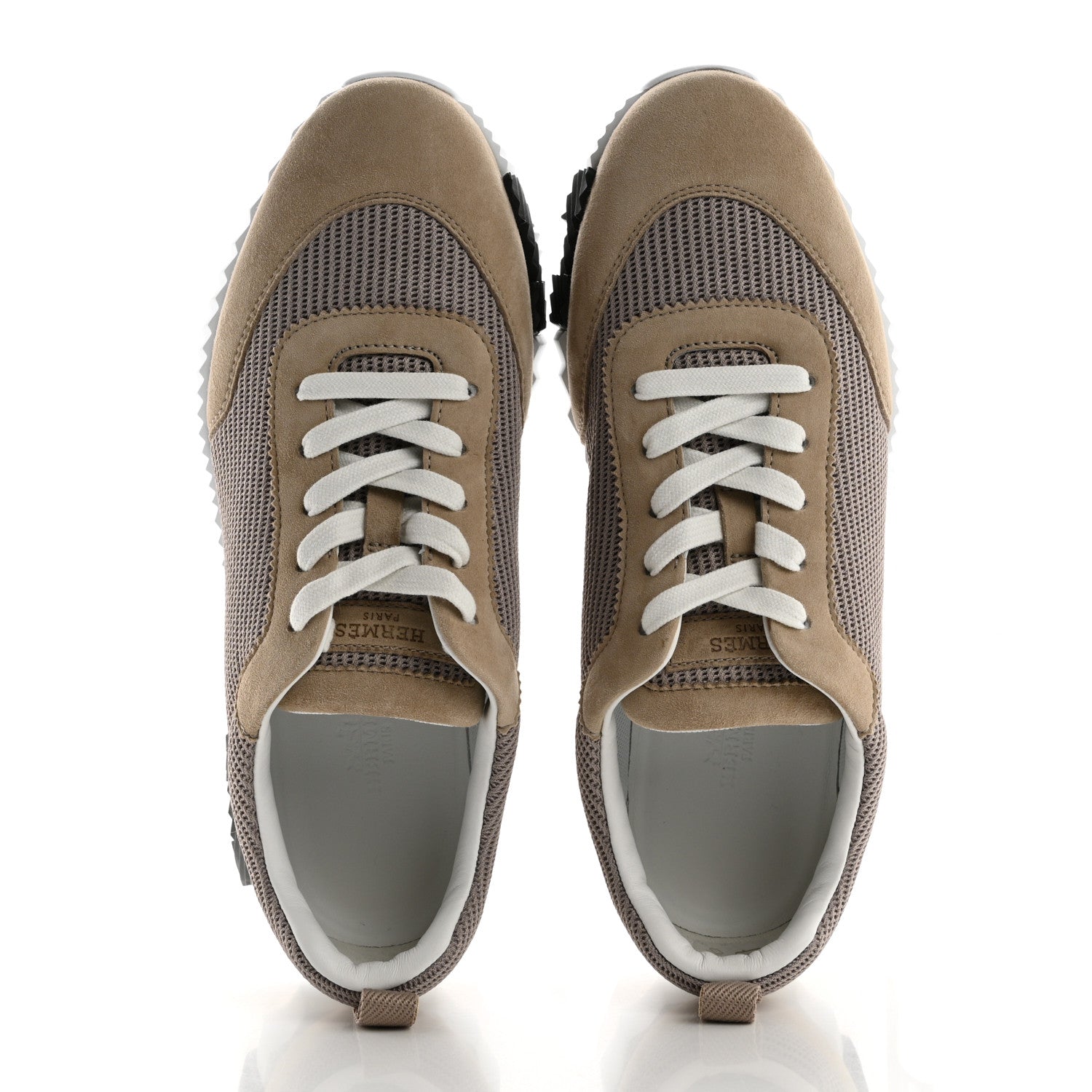 Hermes Air Mesh Suede Goatskin Bouncing Sneakers 38 Beige Camel 2 of 11