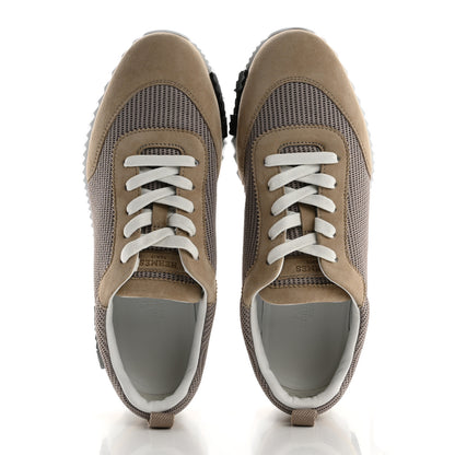 Hermes Air Mesh Suede Goatskin Bouncing Sneakers 38 Beige Camel 2 of 11