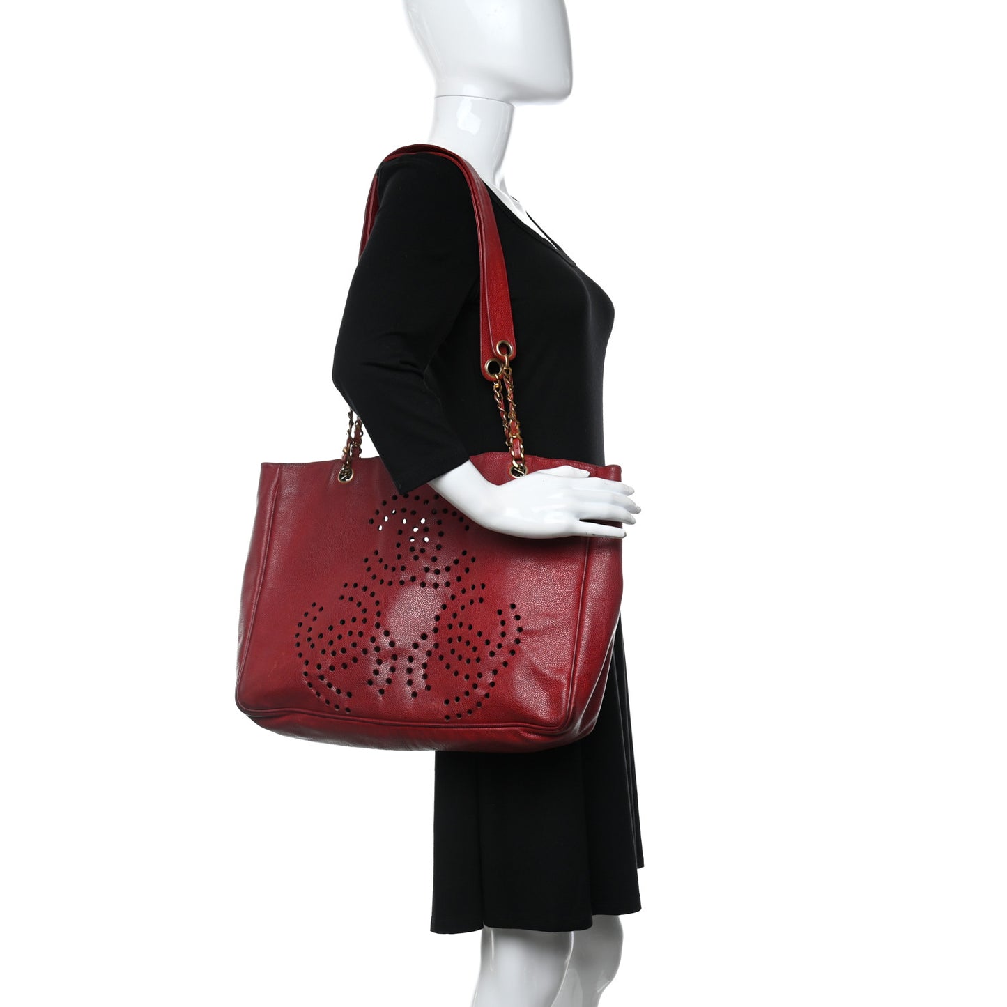 Caviar Perforated CC Tote Red