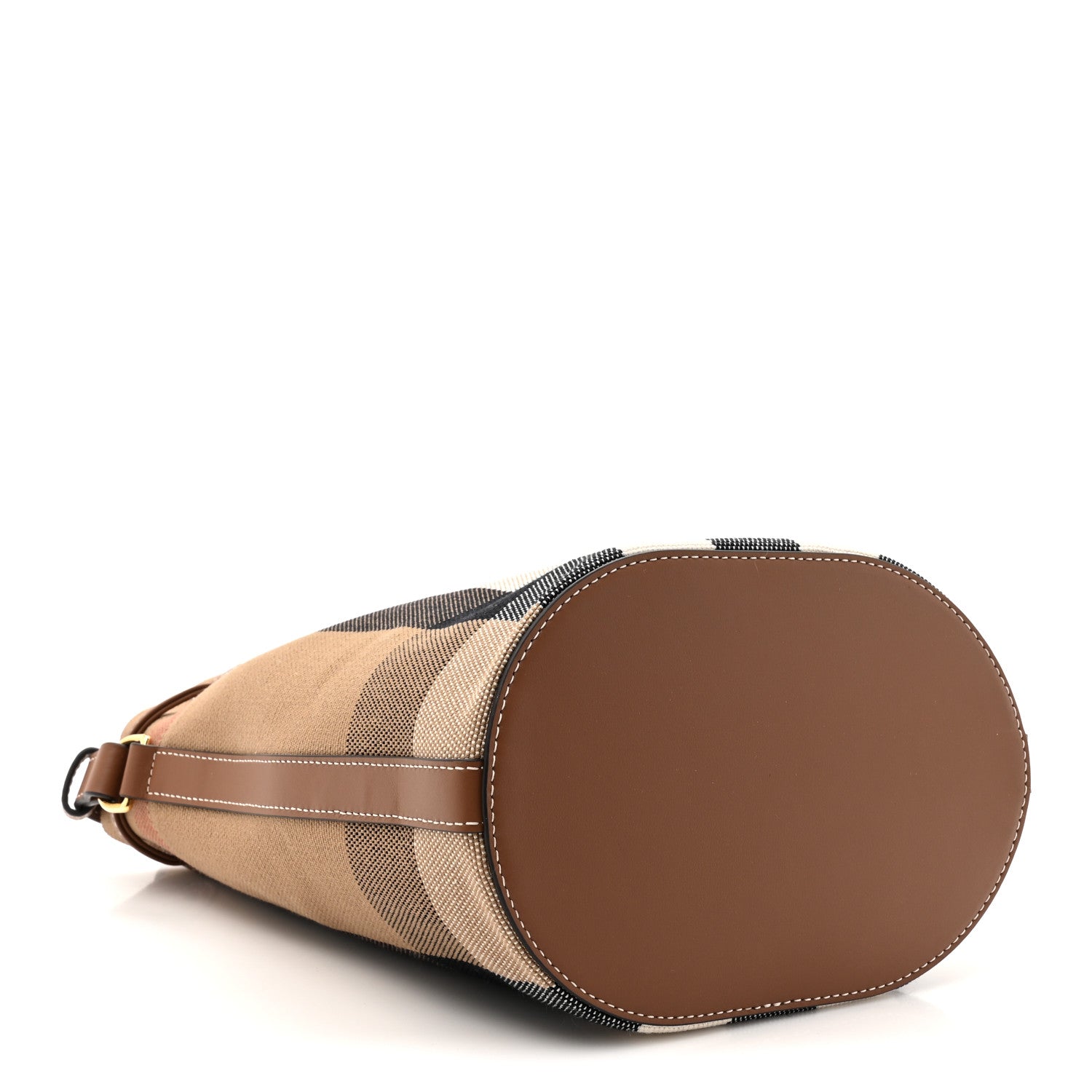 Burberry Giant Check Canvas Small Bucket Bag Taupe Brown 4 of 10