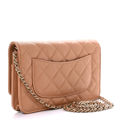 Chanel Caviar Quilted Wallet On Chain WOC Dark Beige 2 of 9