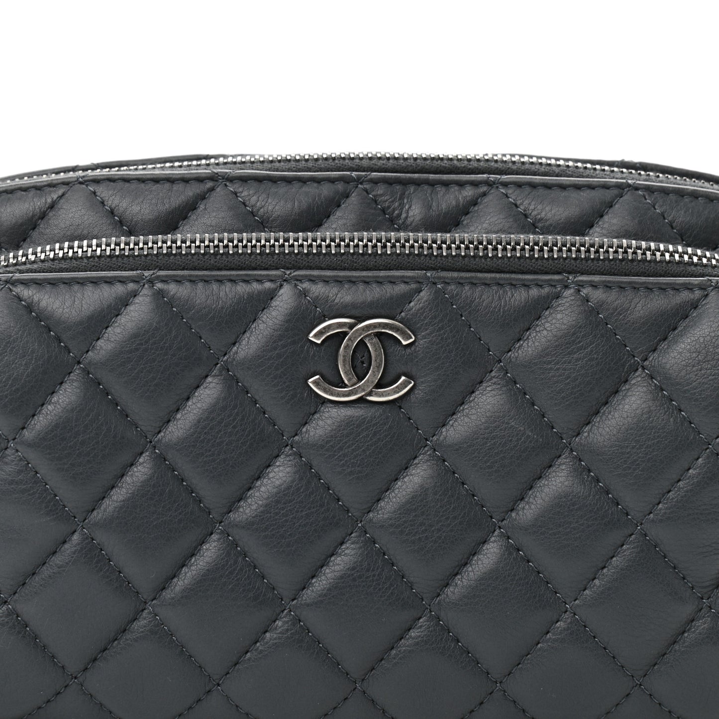 Calfskin Quilted Waist Bag Dark Grey