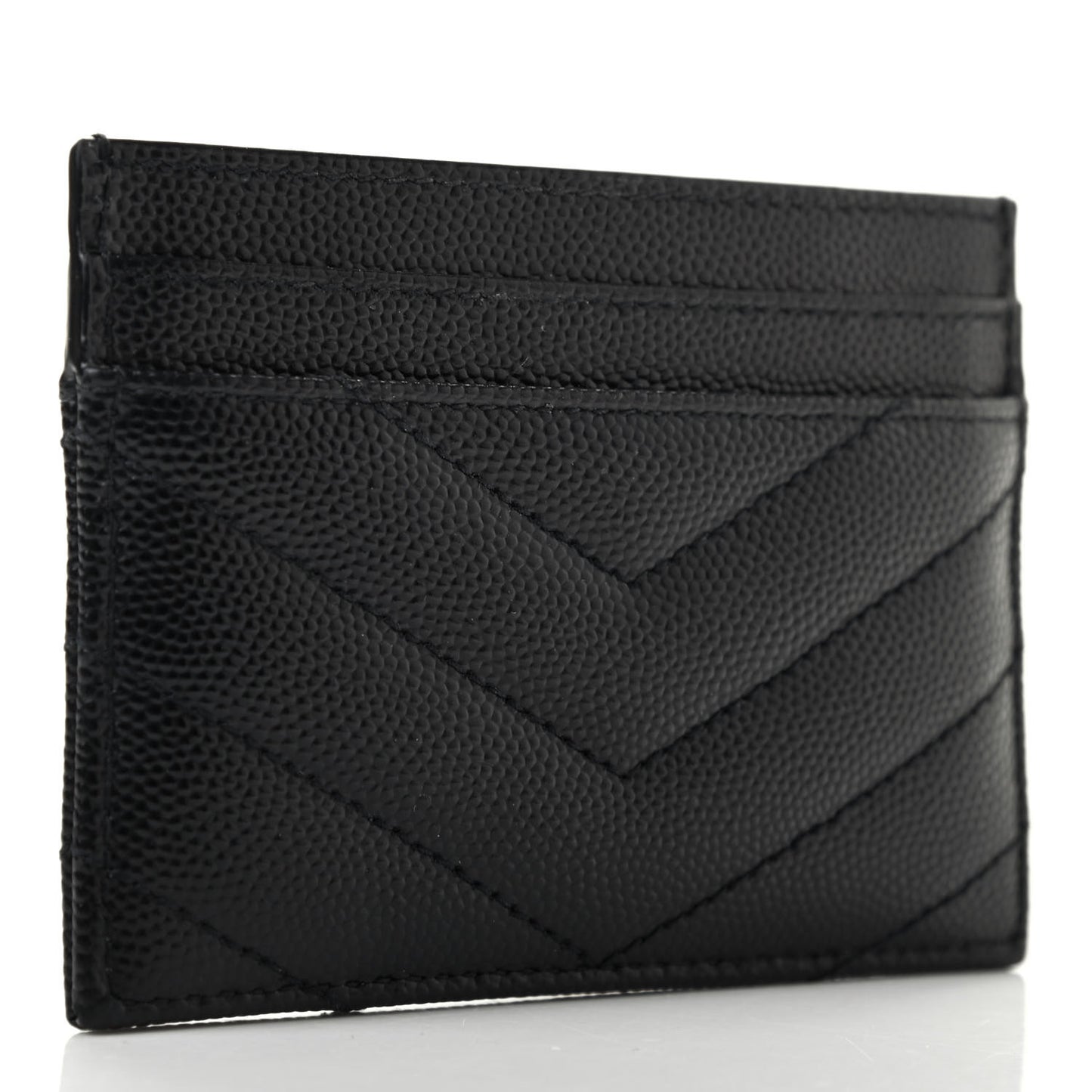 Grain De Poudre Matelasse Chevron Monogram Credit Card Case Black