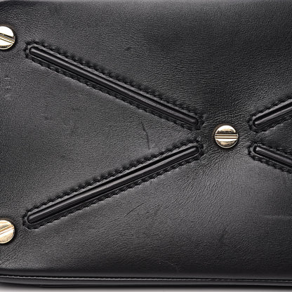 Valentino Garavani Calfskin Rockstud Medium Demilune Double Handle Satchel Black 20 of 23