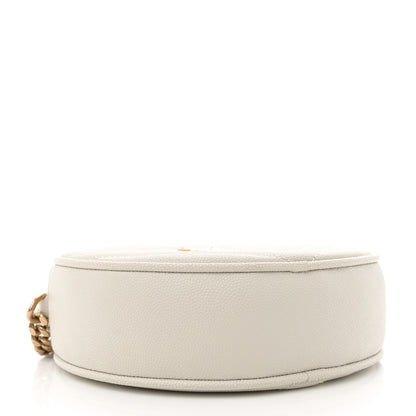 Saint Laurent Grain De Poudre Matelasse Chevron Quilted Round Vinyle Camera Bag Crema Soft 4 of 14