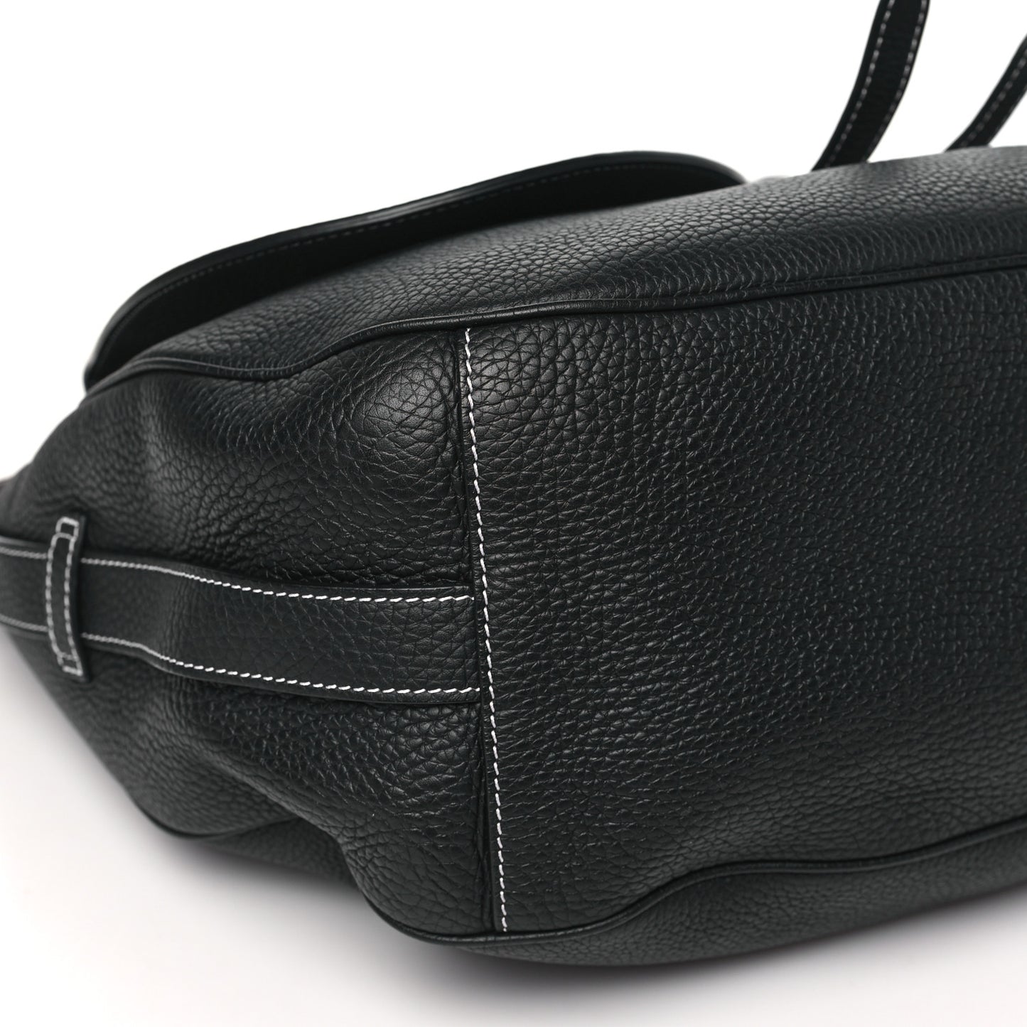 Grained Calfskin Saddle Soft Bag Black