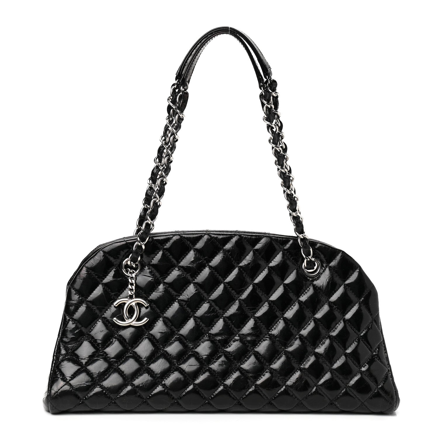 Chanel Patent Quilted Medium Just Mademoiselle Bowling Bag Black 1 of 12
