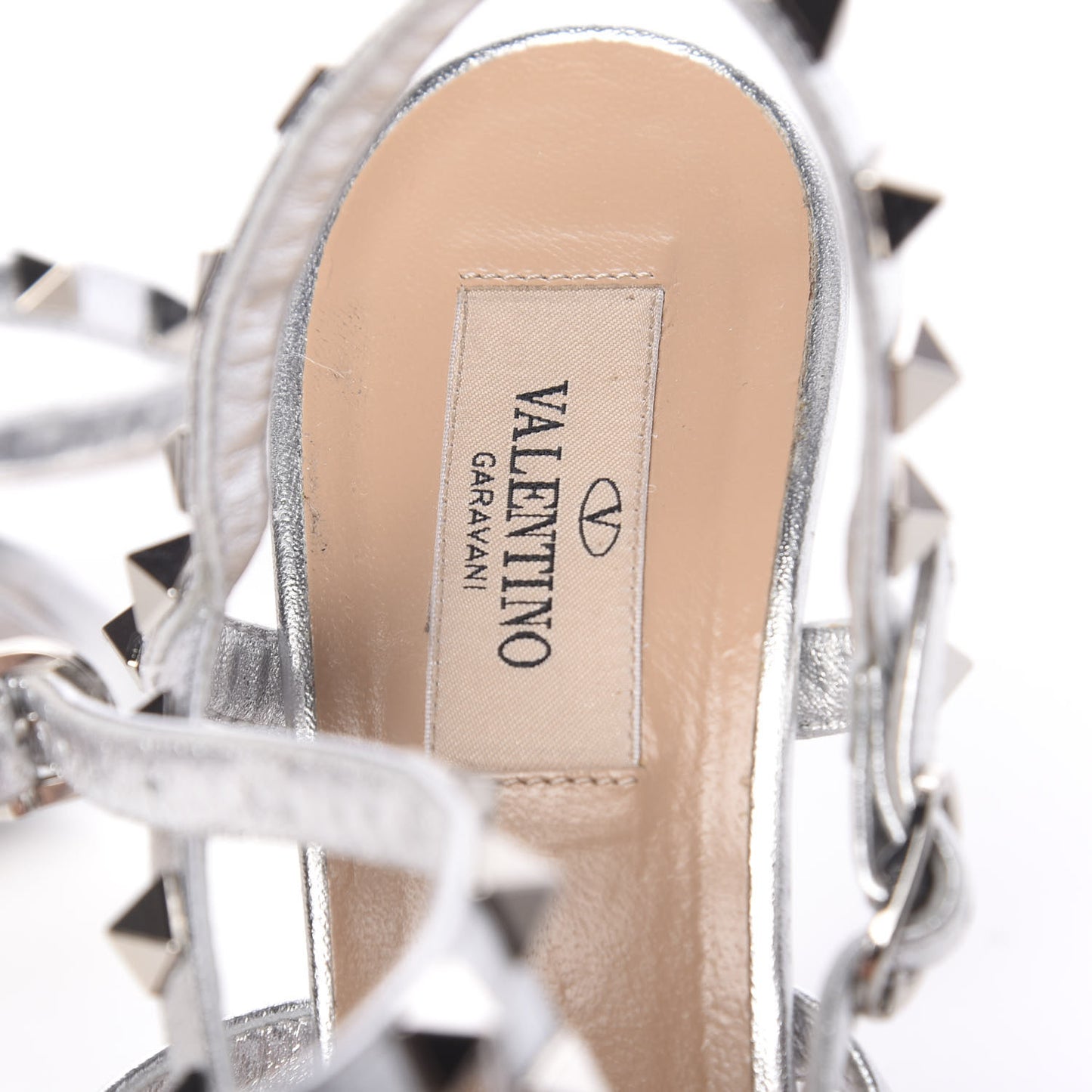 Metallic Nappa Rockstud Gladiator 105mm Sandals 38 Silver
