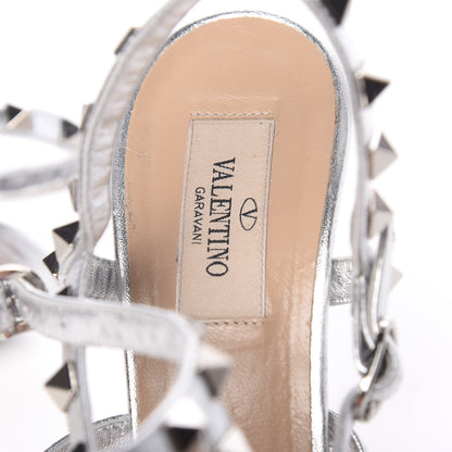 Valentino Garavani Metallic Nappa Rockstud Gladiator 105mm Sandals 38 Silver 7 of 10