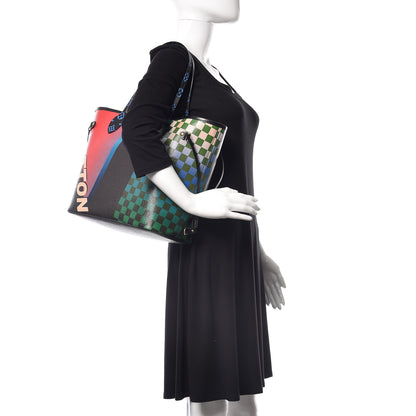 Louis Vuitton Damier Race Neverfull MM Noir Rouge 2 of 12