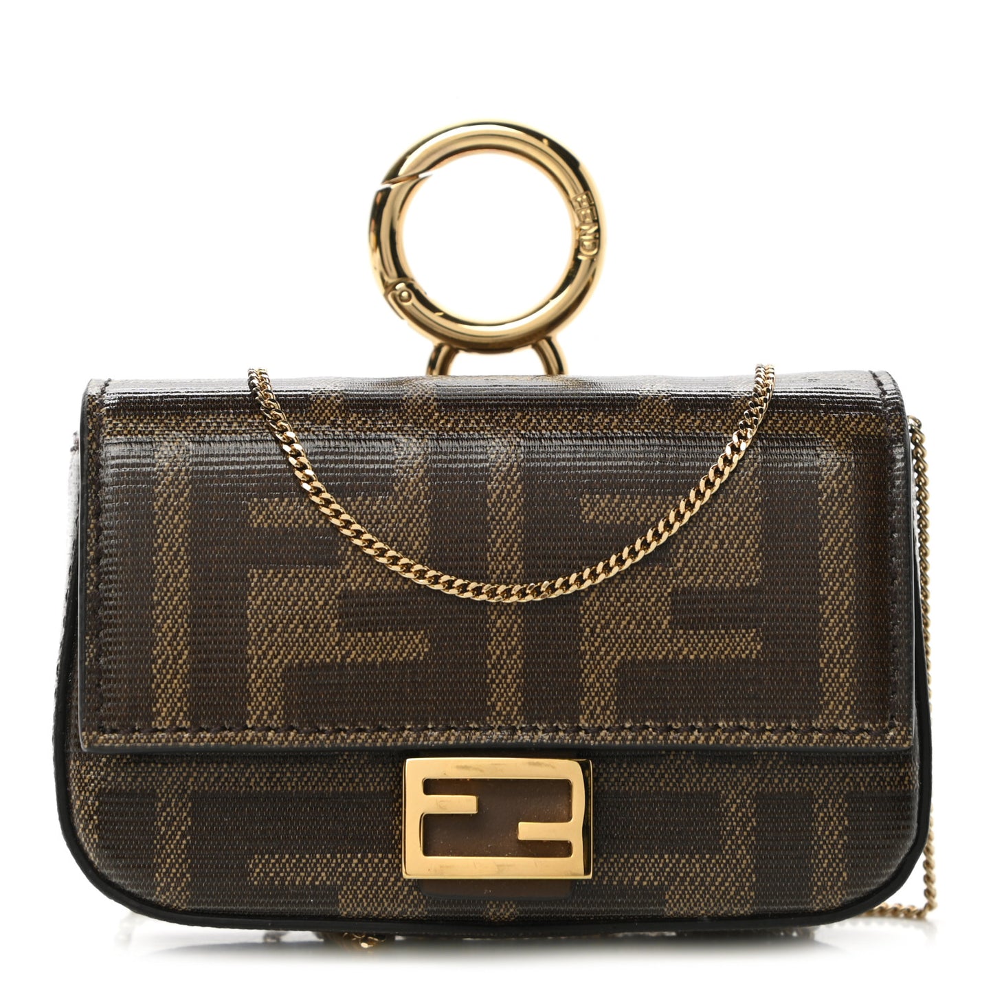 Glazed Fabric FF 1974 Nano Baguette Charm Mogano Panna