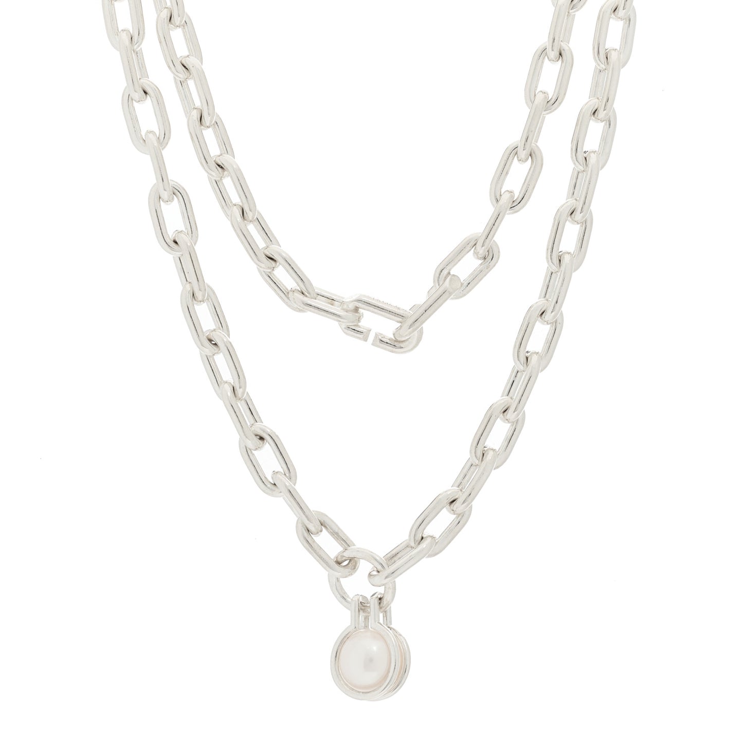 Sterling Silver Cultured Pearl HardWear Necklace