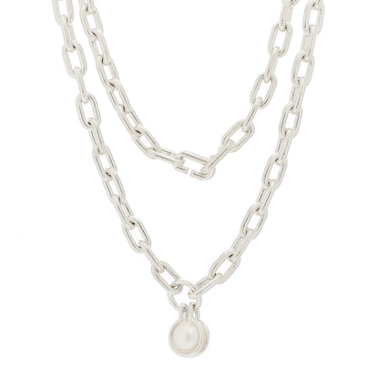 Tiffany Sterling Silver Cultured Pearl HardWear Necklace 1 of 5