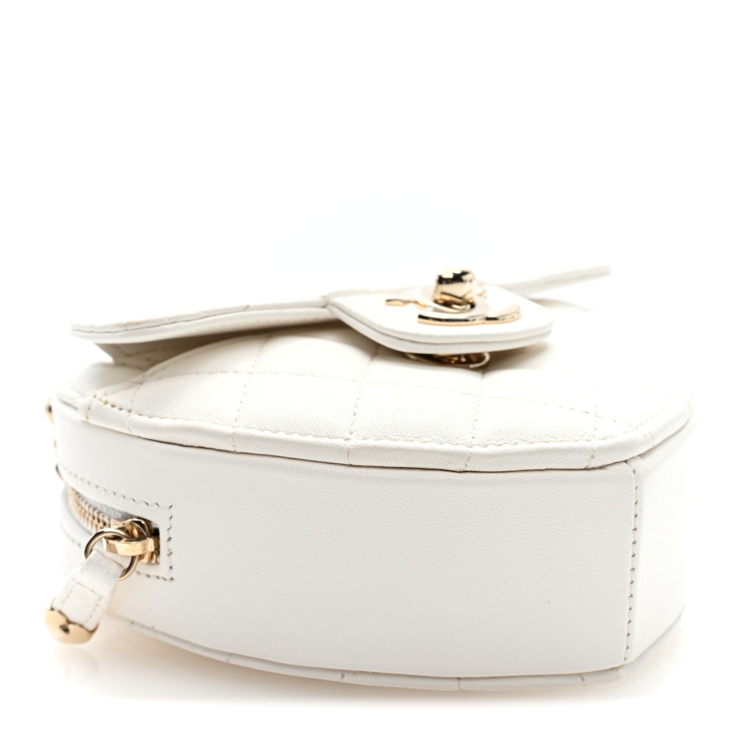 Chanel Lambskin Quilted CC In Love Heart Clutch With Chain White 3 of 9