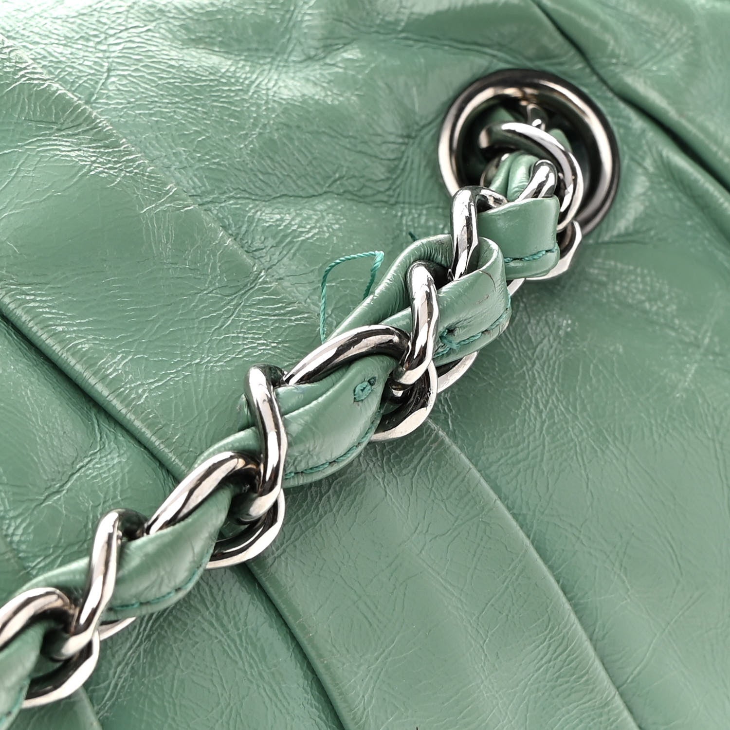 Chanel Glazed Calfskin Twisted Maxi Flap Green 10 of 10