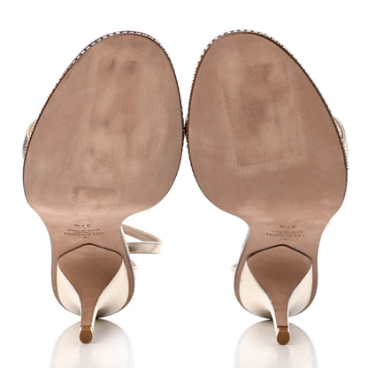 Valentino Garavani Metallic Nappa Crystal Star Carpet Evening Sandals 37.5 Silver 4 of 4
