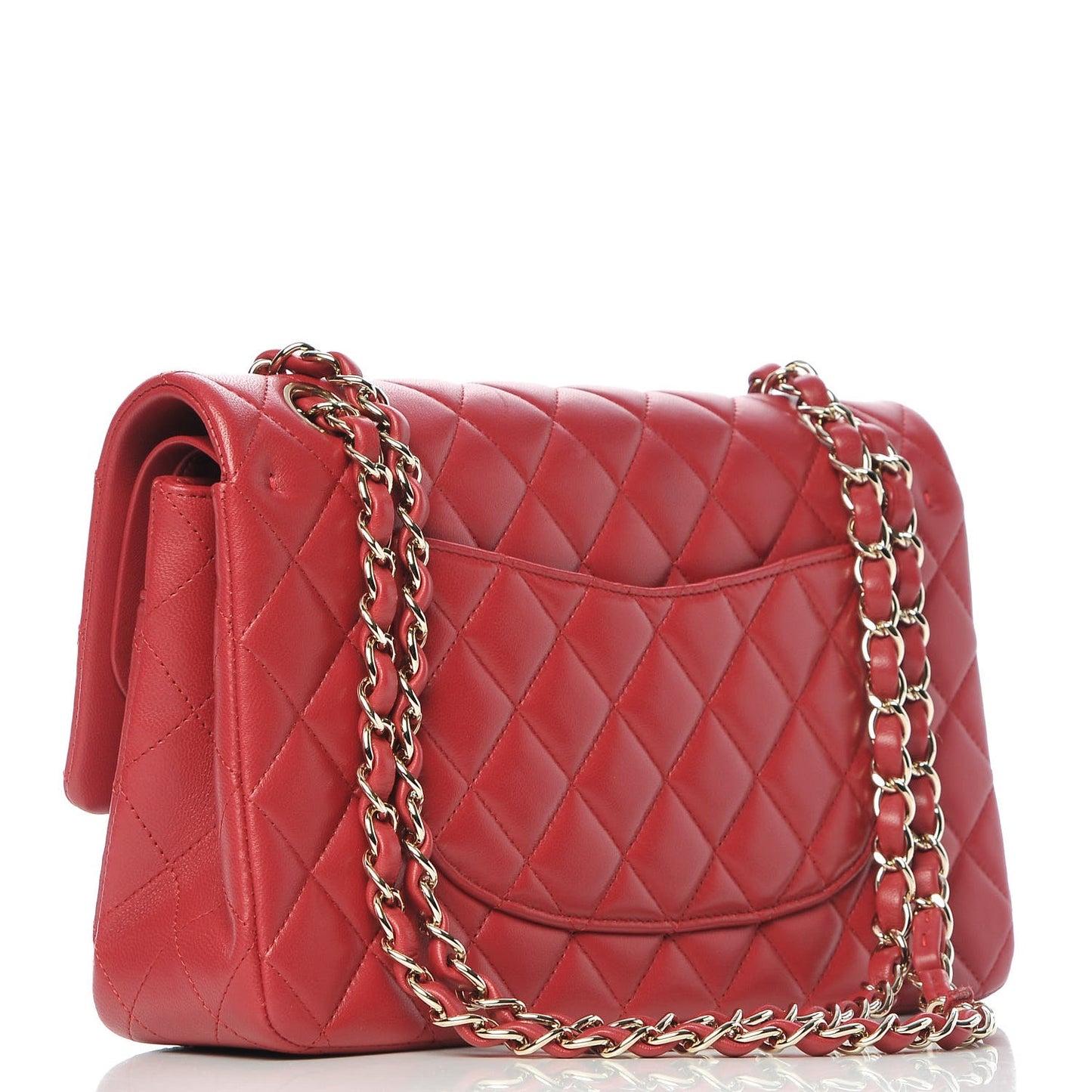 Lambskin Quilted Medium Double Flap Dark Pink