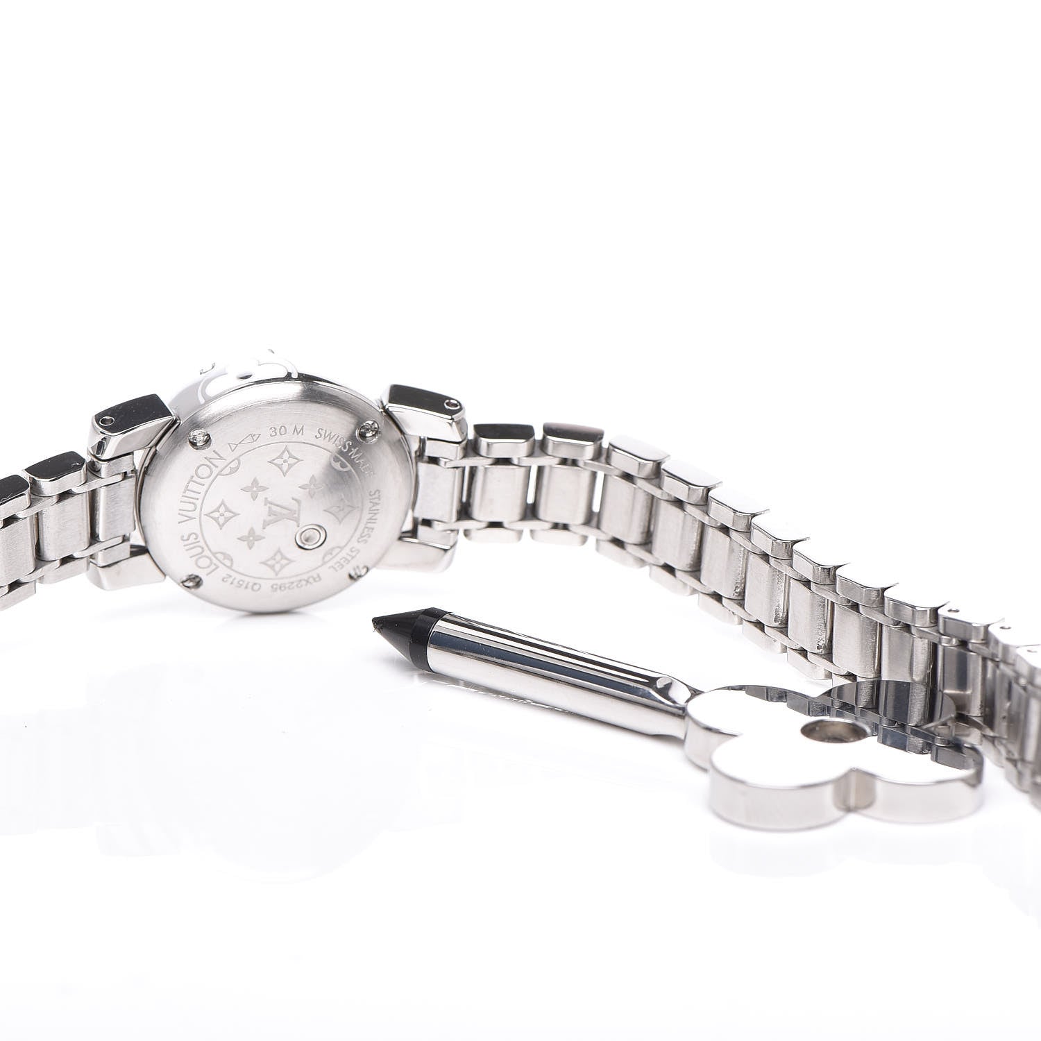 Louis Vuitton Stainless Steel Mother of Pearl 18mm Tambour Bijou Quartz Watch 7 of 9