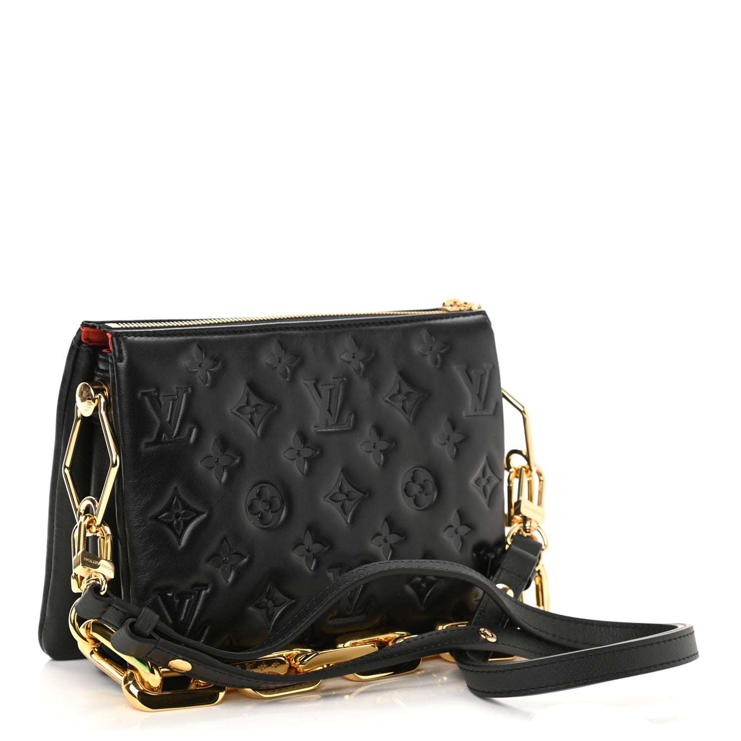 Louis Vuitton Lambskin Embossed Monogram Coussin BB Black 3 of 9