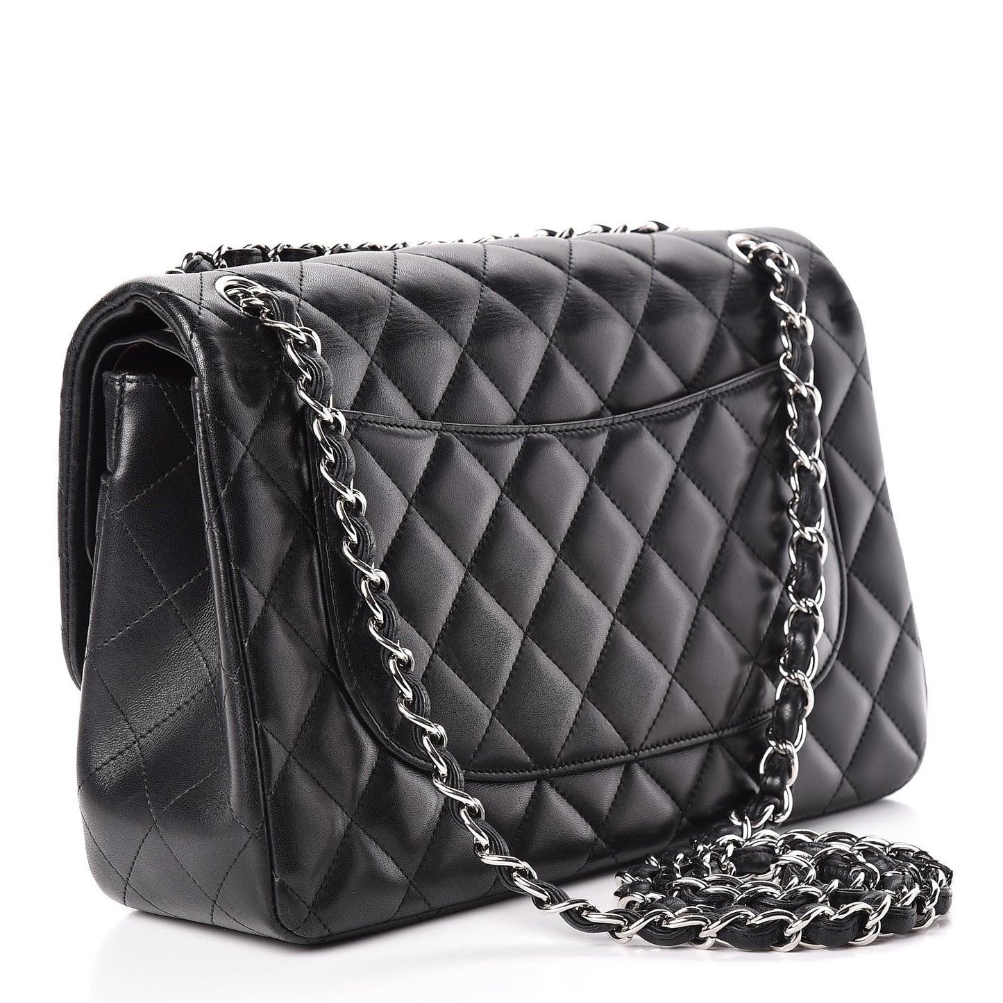 Lambskin Quilted Jumbo Double Flap Black