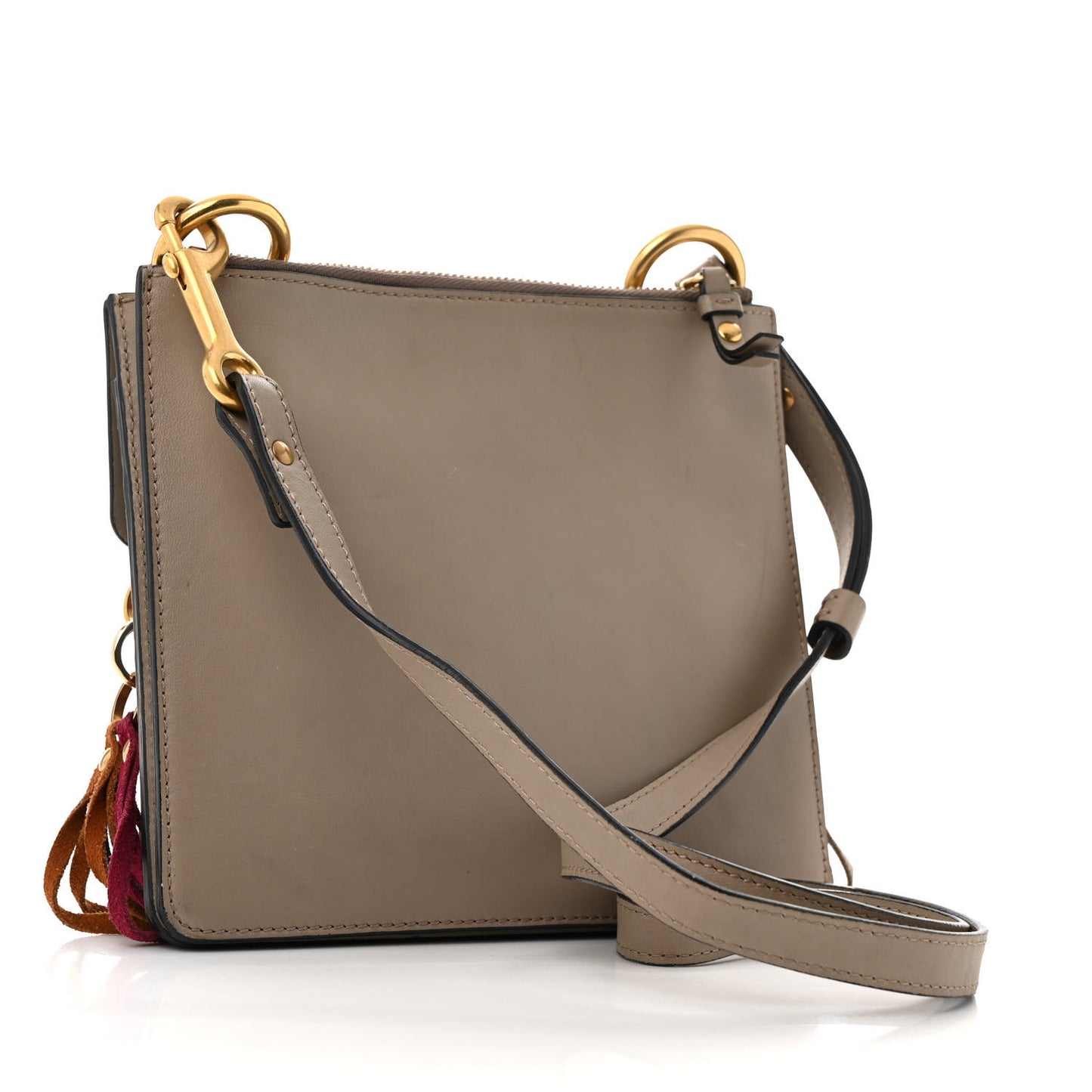 Calfskin Suede Small Jane Fringe Bag Motty Grey Multicolor