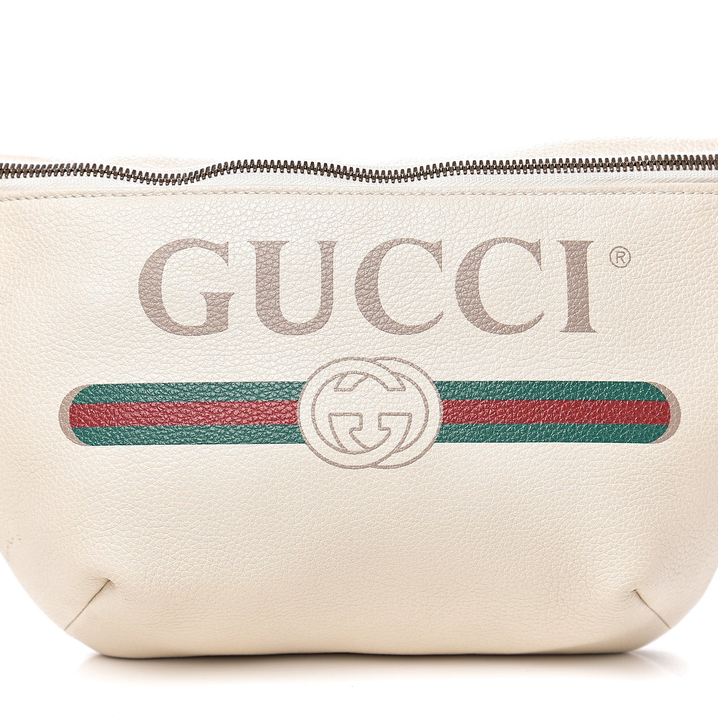 Grained Calfskin Logo Belt Bag White
