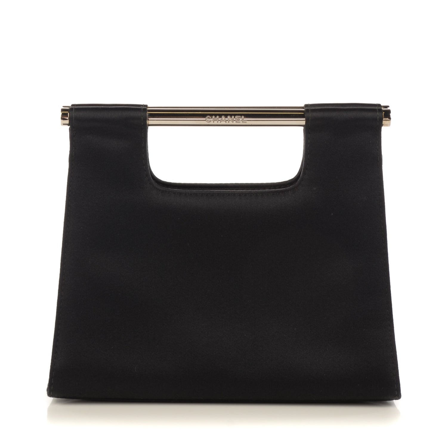 Satin Bar Handle Clutch Black
