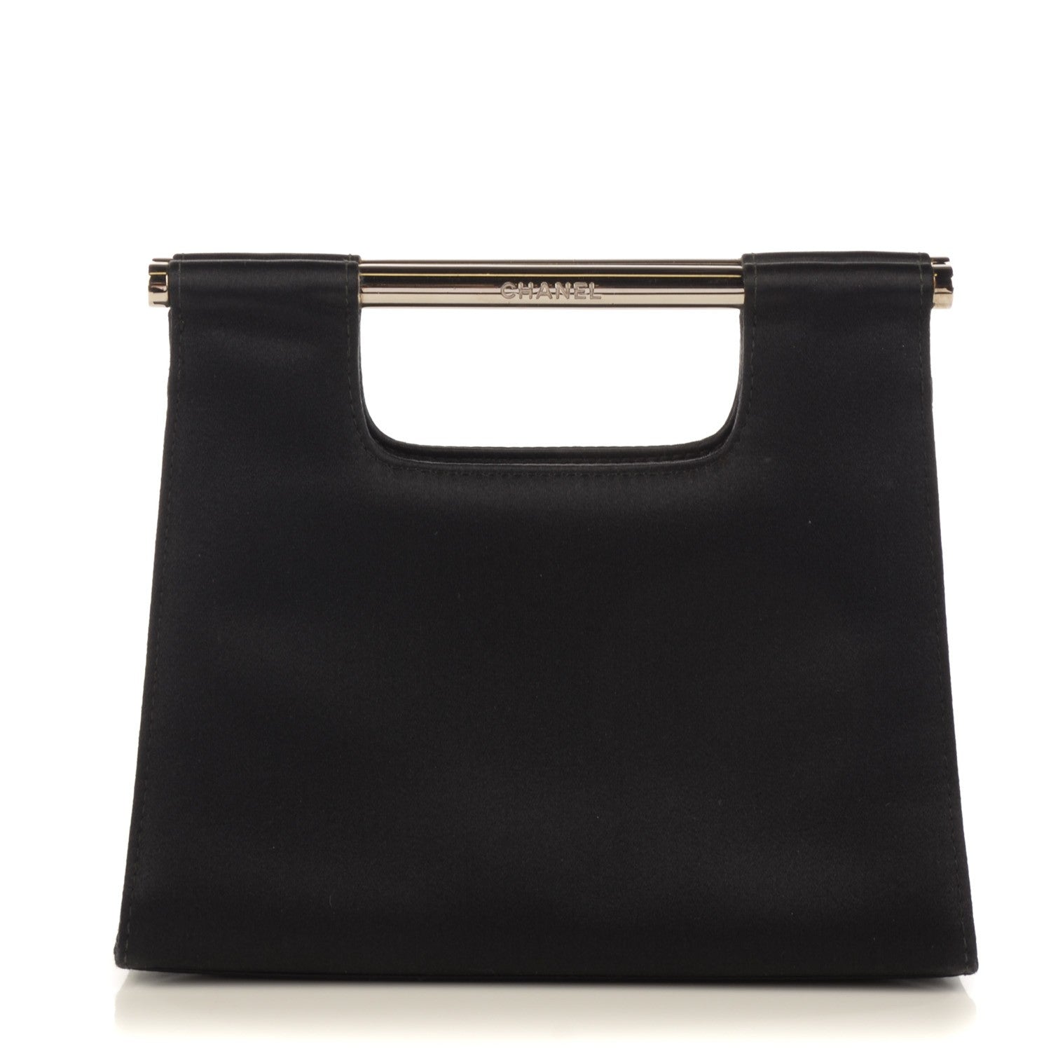 Chanel Satin Bar Handle Clutch Black 1 of 6