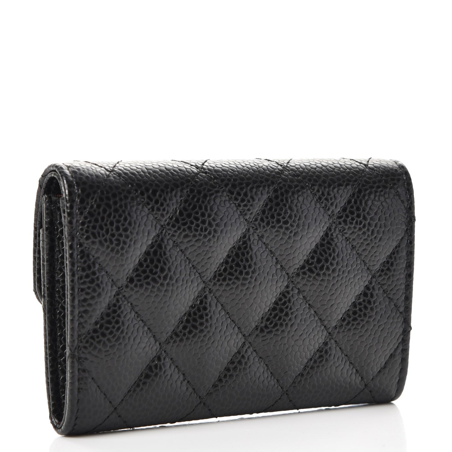 Caviar Quilted Flap Card Holder Black