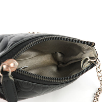 Chanel Lambskin Camellia Embossed Key Holder Case Black 5 of 9