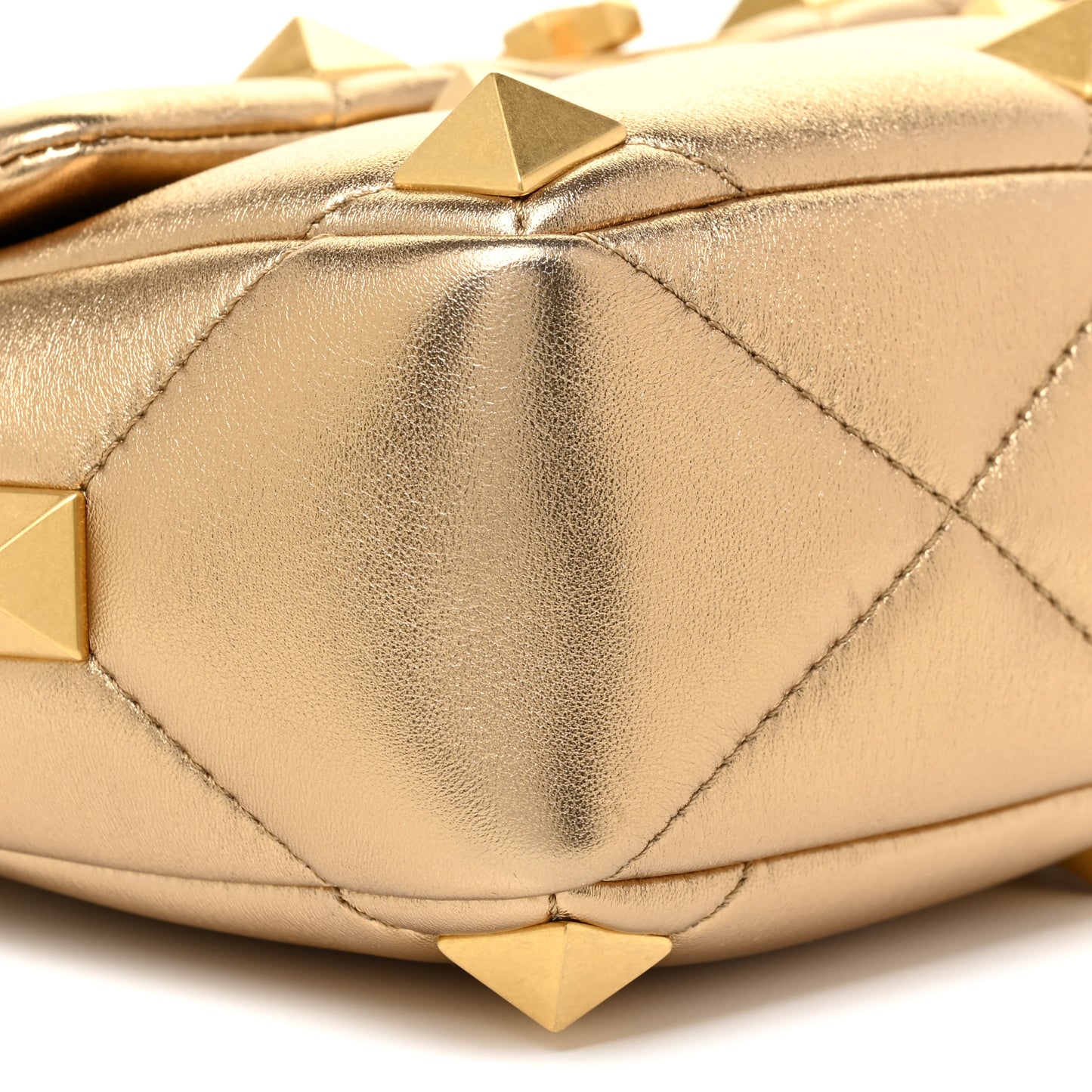 Nappa Medium Roman Stud Shoulder Bag Antique Brass
