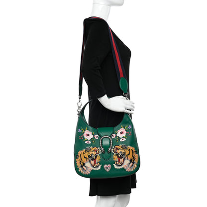 Gucci Calfskin Web Embroidered Small Dionysus Hobo Emerald Green 2 of 10