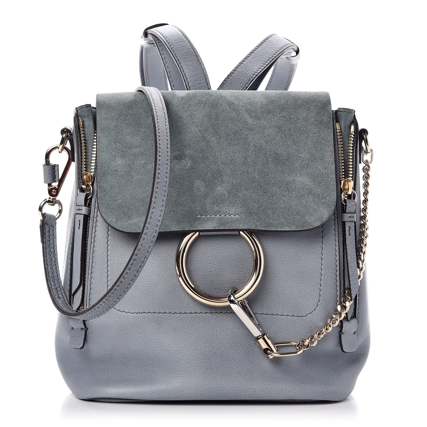 Chloe Suede Calfskin Small Faye Backpack Cloudy Blue 1 of 9