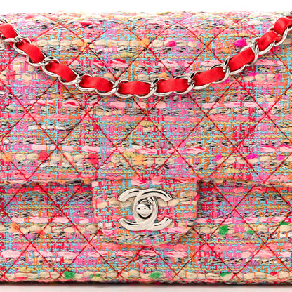 Chanel Tweed Quilted Medium Double Flap Pink 8 of 11