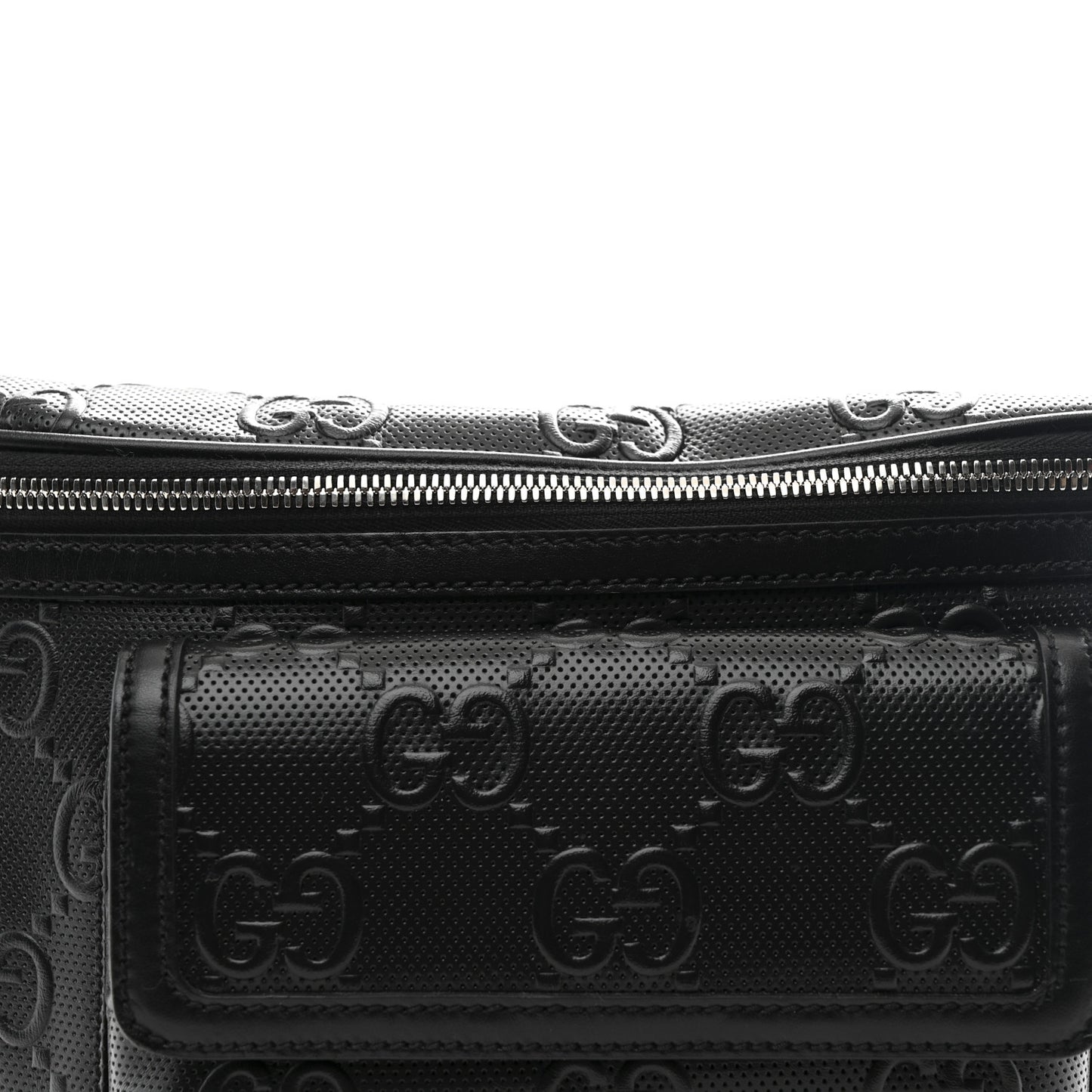 Calfskin GG Tennis Embossed Pocket Belt Bag Black