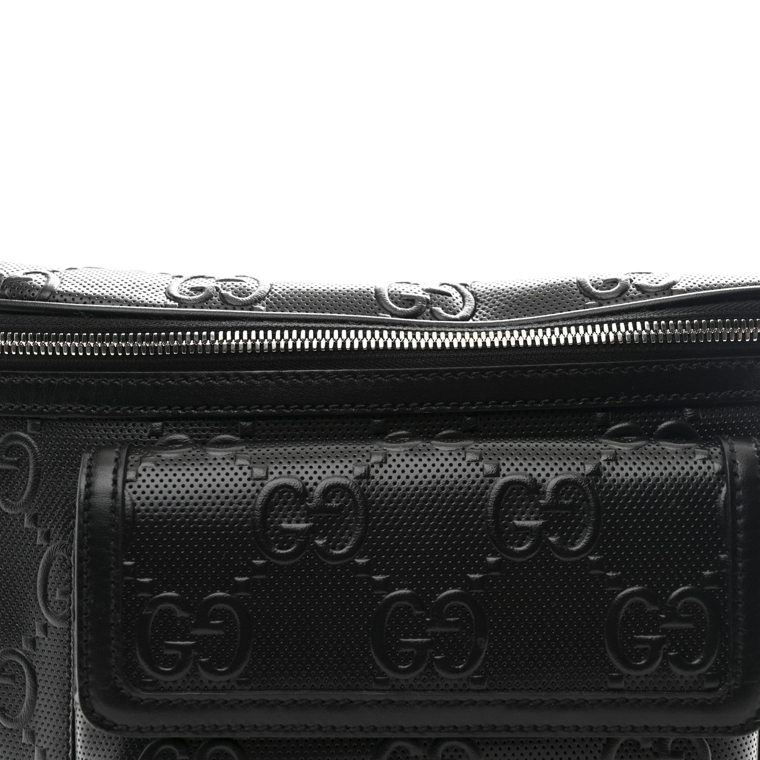 Gucci Calfskin GG Tennis Embossed Pocket Belt Bag Black 8 of 10