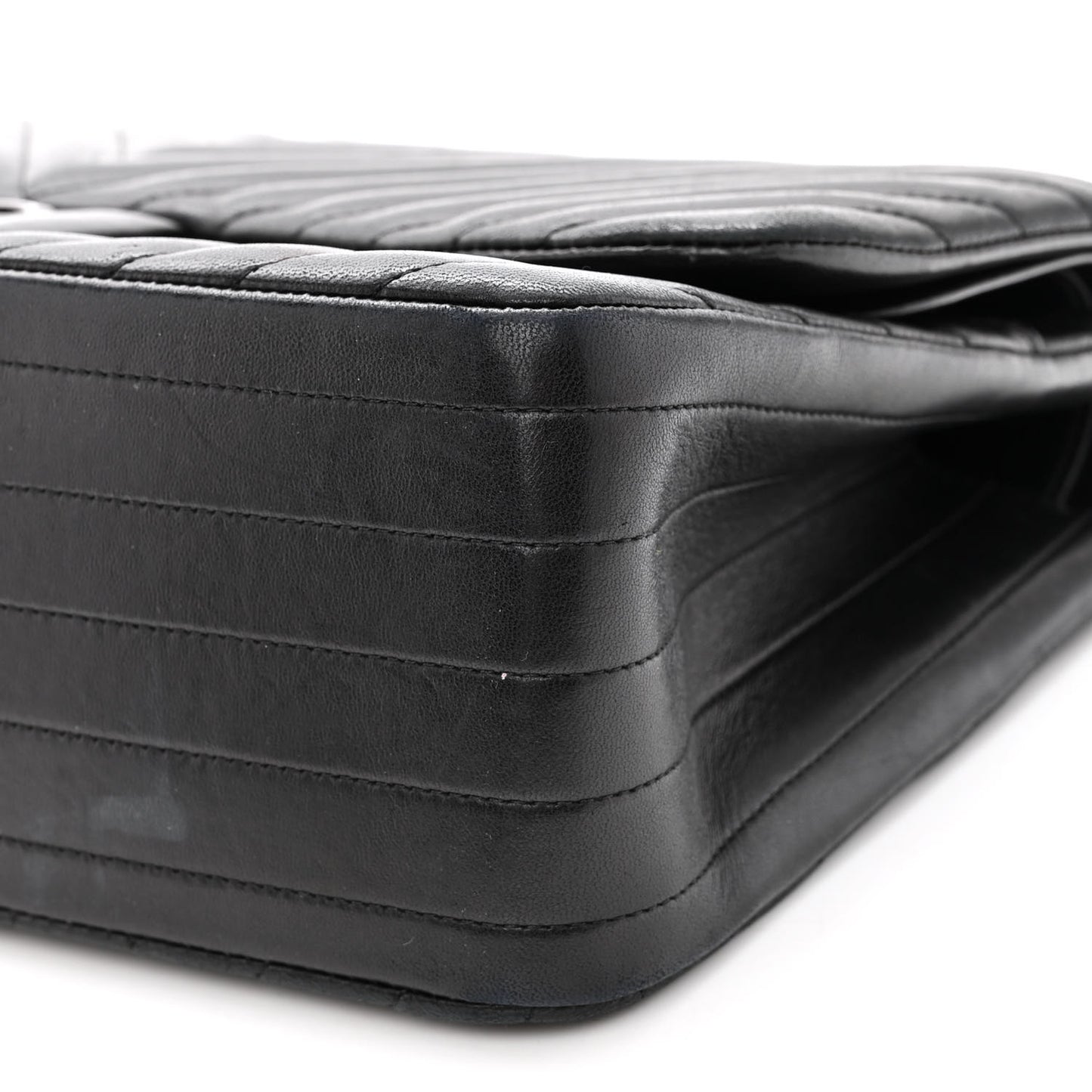 Lambskin Chevron Quilted Jumbo Double Flap So Black