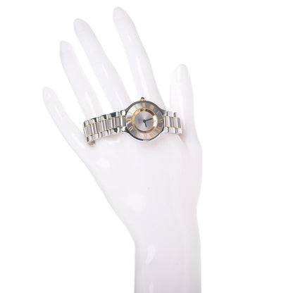 Cartier Stainless Steel 18K Yellow Gold 28mm Must De 21 Quartz Watch 2 of 9